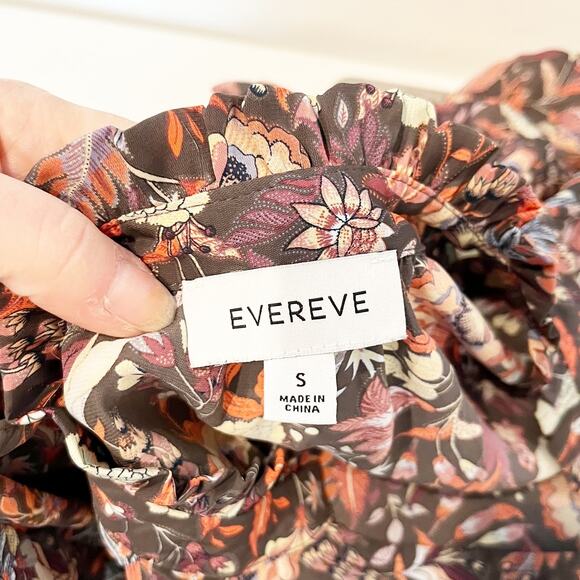 Evereve Clara Floral Paisley Long Sleeve V Neck Blouse Top Maroon Small - Picture 3 of 5